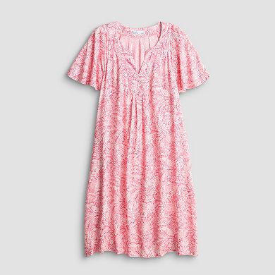 Women's Croft & Barrow® Flutter Sleeve Split Neck Dress