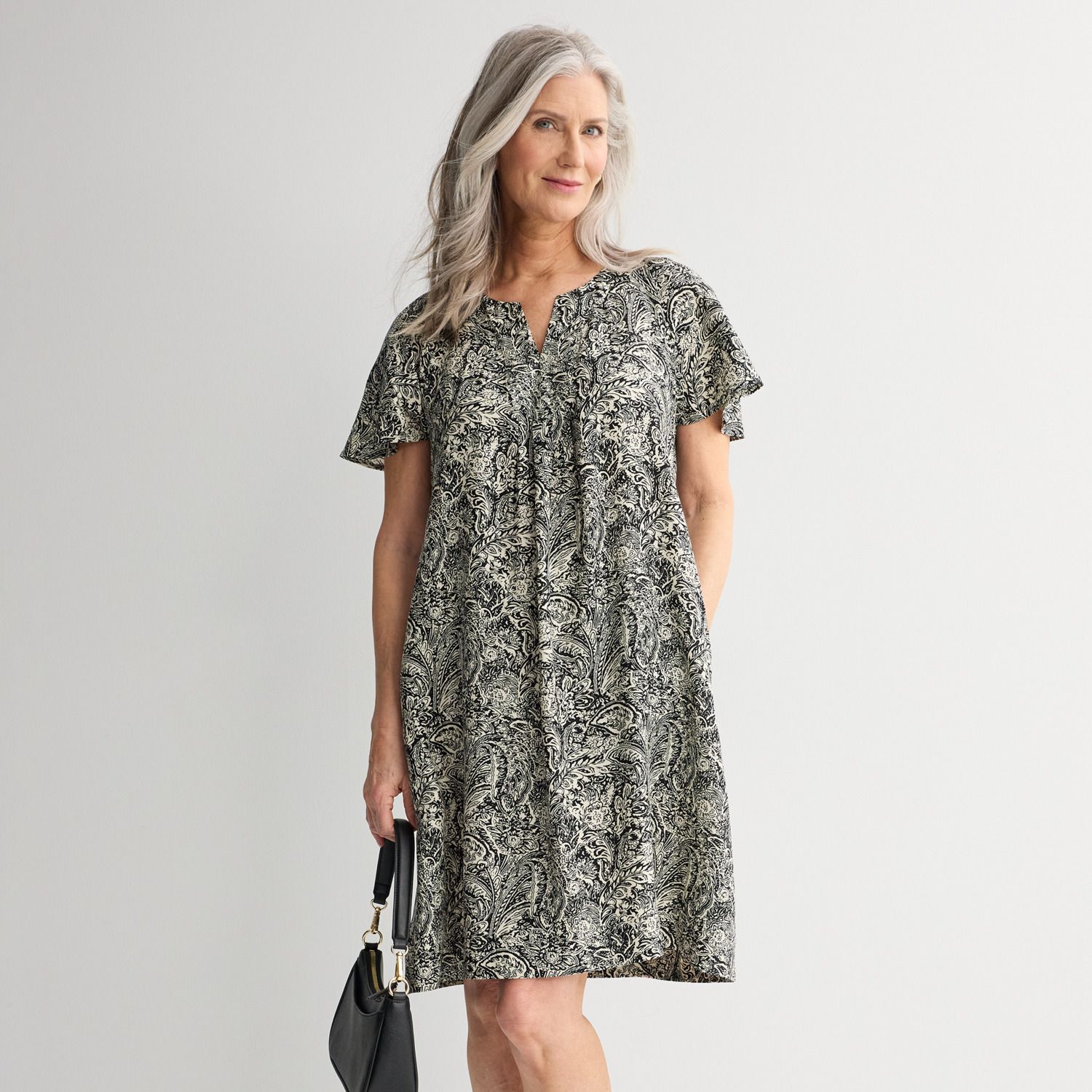 Женские платья Croft & Barrow Flutter Sleeve Split Neck Dress