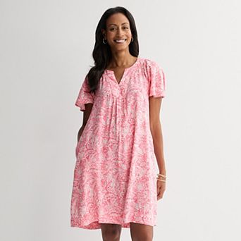 Women's Croft & Barrow® Flutter Sleeve Split Neck Dress