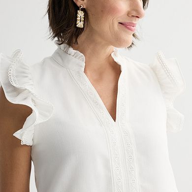 Petite 5th & Madison Edit Ruffle Sleeve V-Neck Tiered Dress