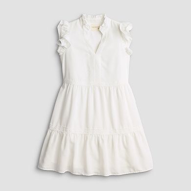 Petite 5th & Madison Edit Ruffle Sleeve V-Neck Tiered Dress