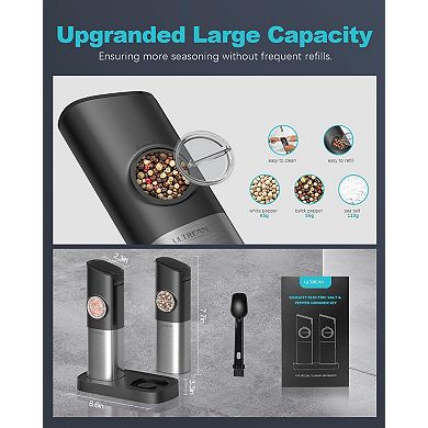 Ultrean Gravity Electric Salt and Pepper Grinder Set