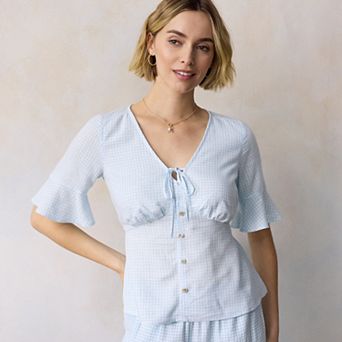 Women's LC Lauren Conrad Short Sleeve V-Neck Blouse