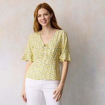 Women's LC Lauren Conrad Short Sleeve V-Neck Blouse