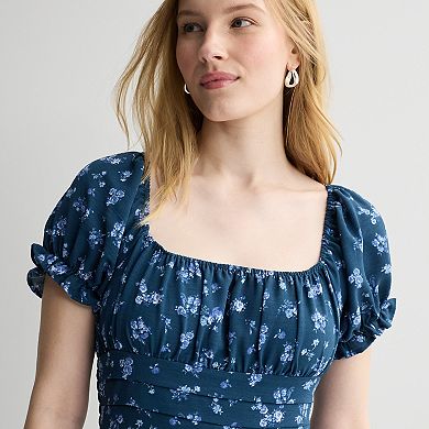 Juniors' Mary & Mo Puff Sleeve Airflow Dress