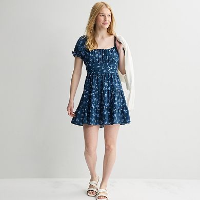 Juniors' Mary & Mo Puff Sleeve Airflow Dress