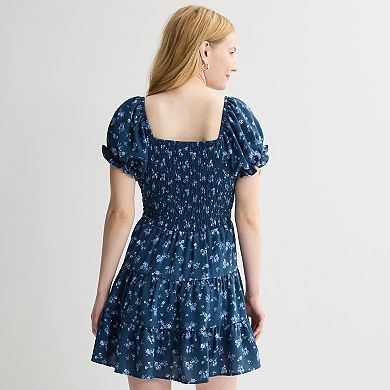 Juniors' Mary & Mo Puff Sleeve Airflow Dress