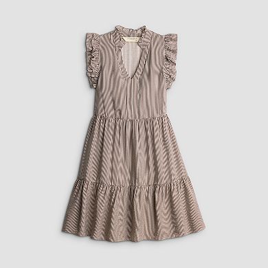 Petite 5th + Madison Edit Ruffle Sleeve V-Neck Tiered Dress