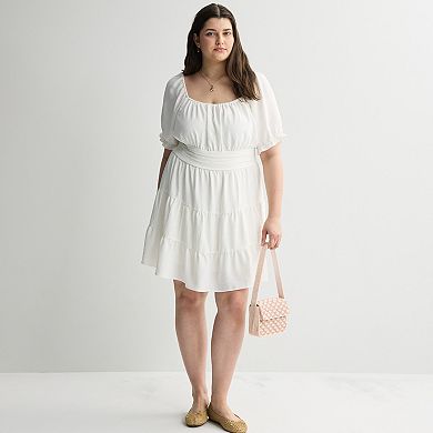 Juniors' Plus Size Mary & Mo Puff Sleeve Airflow Dress