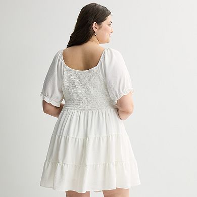 Juniors' Plus Size Mary & Mo Puff Sleeve Airflow Dress