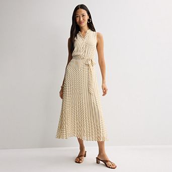 Women's Sandra Darren Sleeveless Pleated Shirtdress
