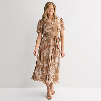 Women's Sandra Darren Short Puff Sleeve Shirtdress