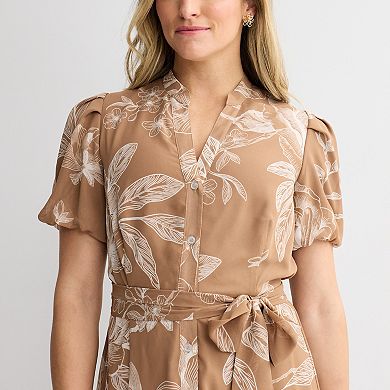 Women's Sandra Darren Short Puff Sleeve Shirtdress