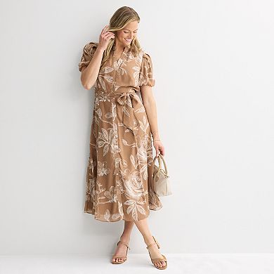 Women's Sandra Darren Short Puff Sleeve Shirtdress