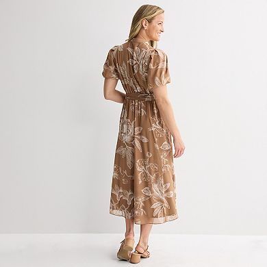Women's Sandra Darren Short Puff Sleeve Shirtdress