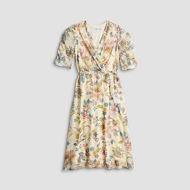 Women's Sandra Darren Short Sleeve Surplice Midi Dress