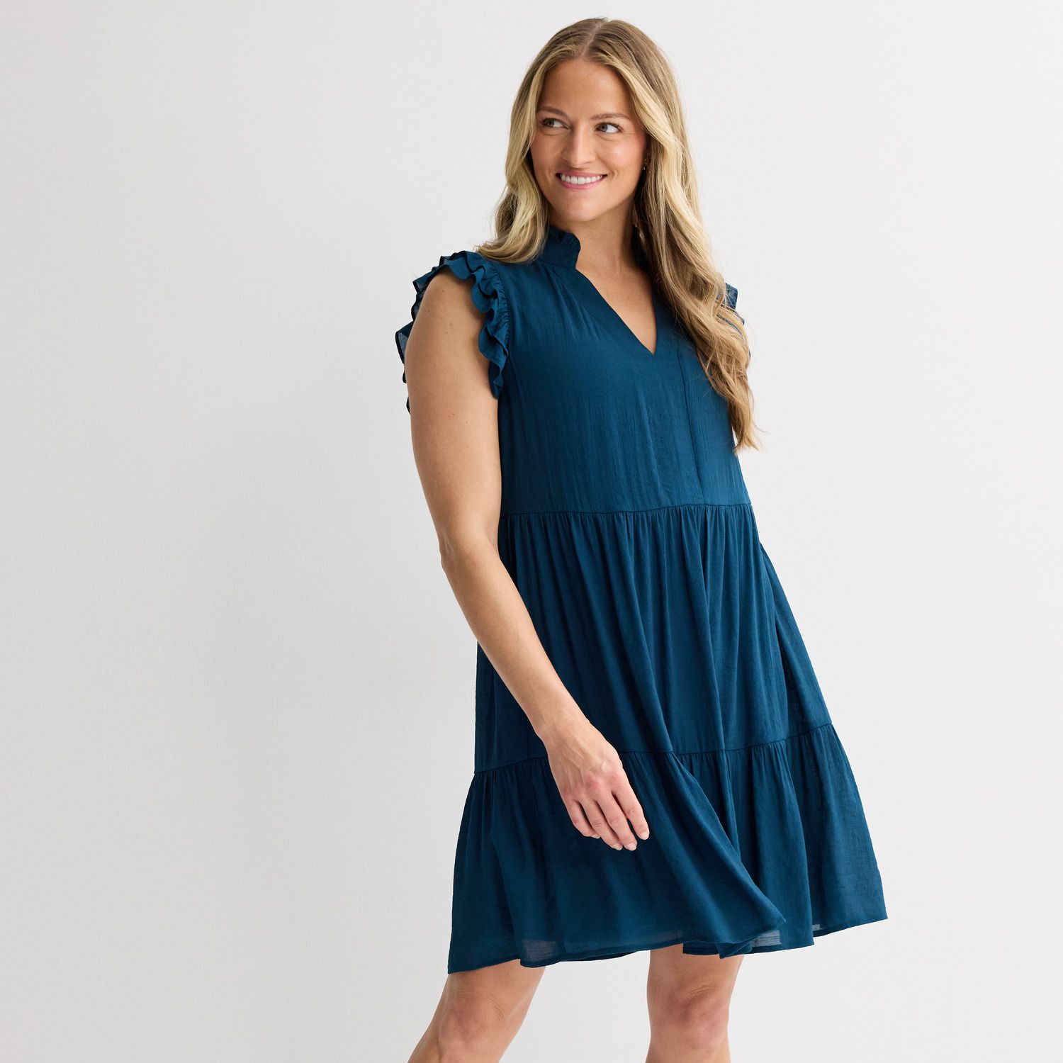 Женские платья 5th & Madison Edit Ruffle Sleeve V-Neck Tiered Dress