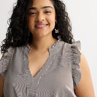Plus Size 5th + Madison Edit Ruffle Sleeve V-Neck Tiered Dress