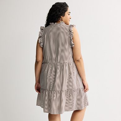 Plus Size 5th + Madison Edit Ruffle Sleeve V-Neck Tiered Dress