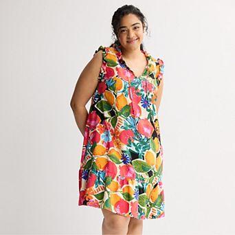 Plus Size 5th + Madison Edit Ruffle Sleeve V-Neck Tiered Dress