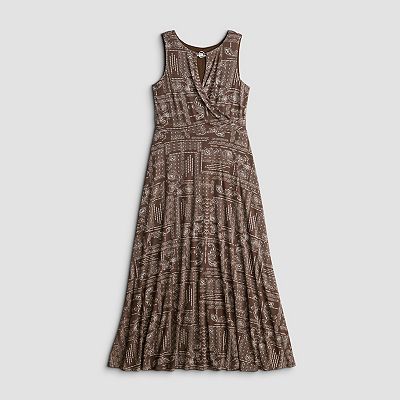 women's sandra darren sleeveless surplice pleated maxi dress Women's Sandra Darren Sleeveless Surplice Dress, Size: Small, Brown White