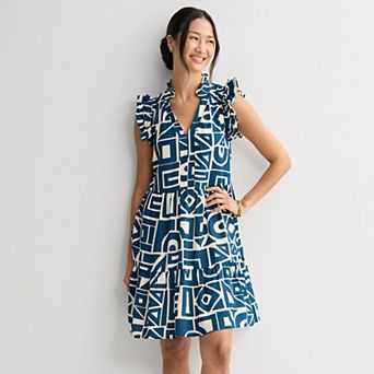 Women's 5th + Madison Edit Ruffle Sleeve V-Neck Tiered Dress