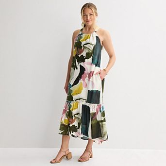 Women's 5th + Madison Edit Halter Neck Tiered Maxi Dress