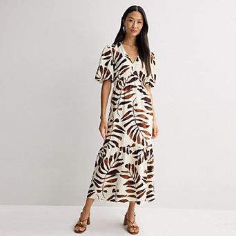 Women's 5th + Madison Edit V-Neck Short Puff Sleeve Tiered Dress