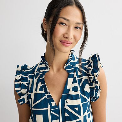 Petite 5th & Madison Edit Ruffle Sleeve V-Neck Tiered Dress