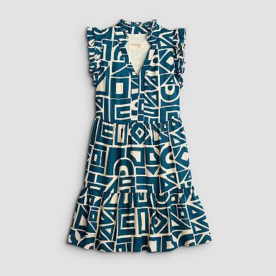 Petite 5th & Madison Edit Ruffle Sleeve V-Neck Tiered Dress
