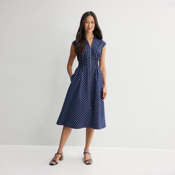 Petite 5th & Madison Edit Sleeveless Printed Zipper Midi Dress