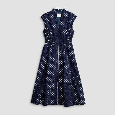 Petite 5th & Madison Edit Sleeveless Printed Zipper Midi Dress