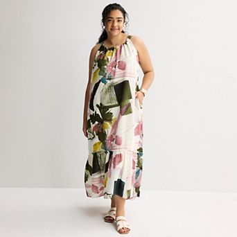 Plus Size 5th & Madison Edit Halter Neck Tiered Maxi Dress