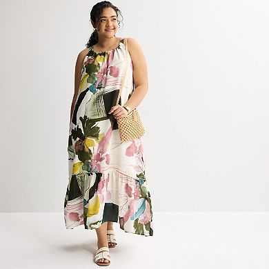 Plus Size 5th & Madison Edit Halter Neck Tiered Maxi Dress