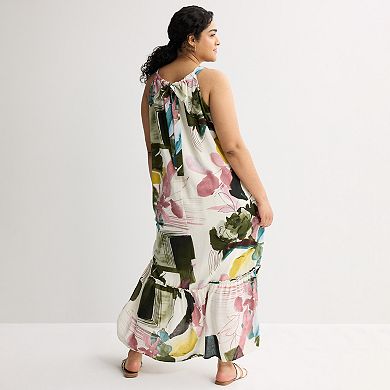 Plus Size 5th & Madison Edit Halter Neck Tiered Maxi Dress