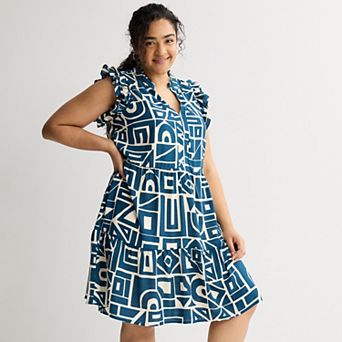 Plus Size 5th & Madison Edit Ruffle Sleeve V-Neck Tiered Dress