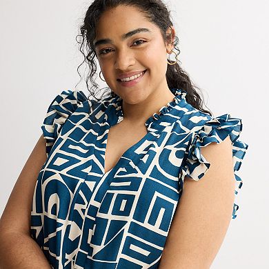 Plus Size 5th & Madison Edit Ruffle Sleeve V-Neck Tiered Dress