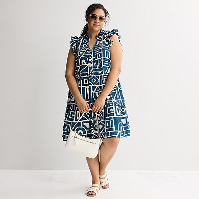 Plus Size 5th & Madison Edit Ruffle Sleeve V-Neck Tiered Dress