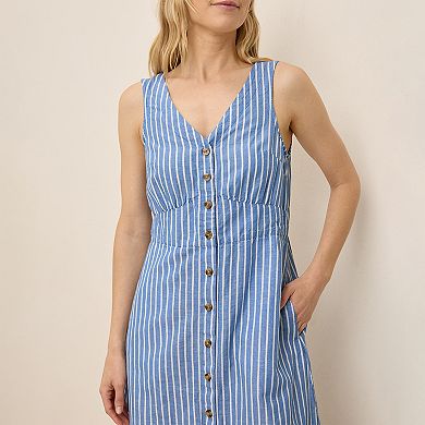 Cotton Canopy Linen Blend Button-Front Dress Made With Organic Cotton