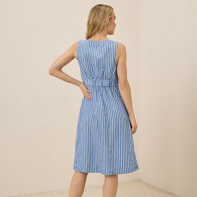 Cotton Canopy Linen Blend Button-Front Dress Made With Organic Cotton