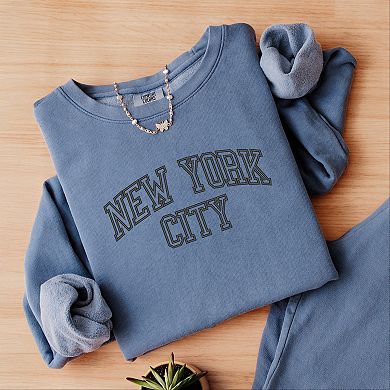 Simply Sage Market Embroidered New York Varsity Lightweight Garment Dyed Sweatshirt
