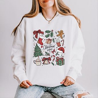 Christmas Vibes Sketched - Women's Lightweight Garment Dyed Sweatshirt
