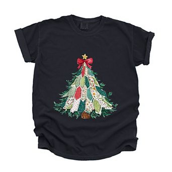 Christmas Tree Stitched - Women's Garment Dyed Graphic T-Shirt