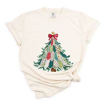 Christmas Tree Stitched - Women's Garment Dyed Graphic T-Shirt