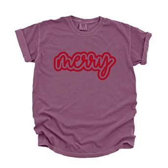 Merry Outline Puff - Women's Garment Dyed Graphic T-Shirt