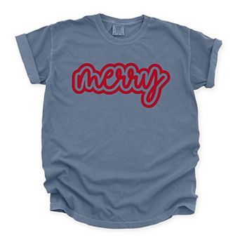 Merry Outline Puff - Women's Garment Dyed Graphic T-Shirt