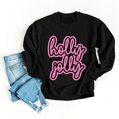 Holly Jolly Outline Puff - Women's Graphic Sweatshirt