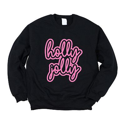 Holly Jolly Outline Puff - Women's Graphic Sweatshirt