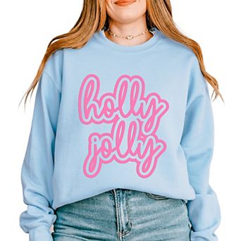 Holly Jolly Outline Puff - Women's Graphic Sweatshirt