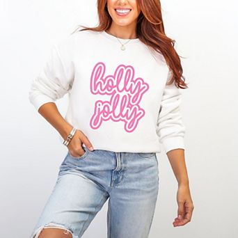 Holly Jolly Outline Puff - Women's Graphic Sweatshirt